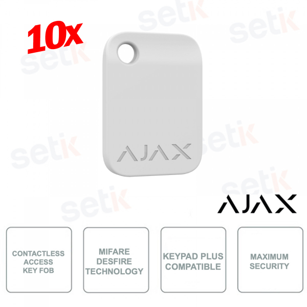 38230.90.WH 10X  - Ajax - Pack de 10 - Porte-clés accès sans contact - Technologie MIFARE DESFire