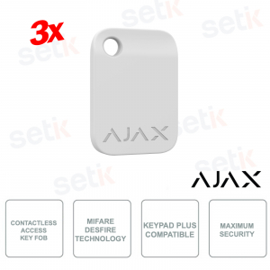Ajax Tag White 3 Pieces: Secure Contactless Keychain with DESFire Encryption