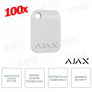 Ajax Tag White 100 Pieces: Secure Contactless Keychain with DESFire Encryption