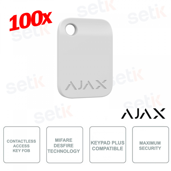 Ajax Tag White 100 Pieces: Secure Contactless Keychain with DESFire Encryption