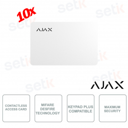 38222.89.WH 10X  - AJAX - Carte d'accès sans contact avec technologie MIFARE DESFire - Blanc - Pack de 10 pièces