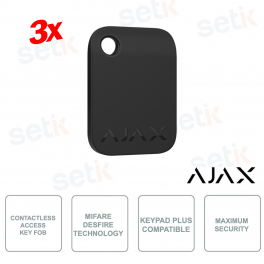 Ajax Tag Black 3-Piece: Secure Contactless Keychain with DESFire Encryption