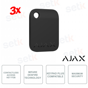Ajax Tag Black 3-Piece: Secure Contactless Keychain with DESFire Encryption