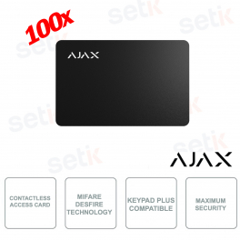 38217.89.BL 100X - AJAX - Carte d'accès sans contact avec technologie MIFARE DESFire - Noir - Pack de 100 pièces