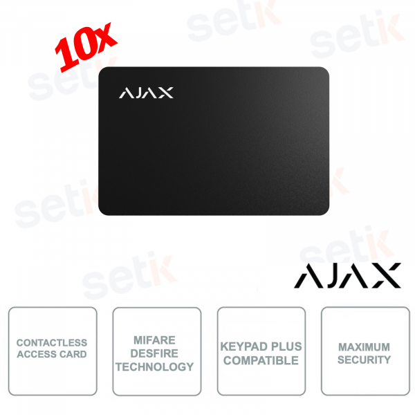 38218.89.BL 10X - AJAX - Kontaktlose Zugangskarte mit MIFARE DESFire-Technologie - Schwarz - Packung mit 10 Stück