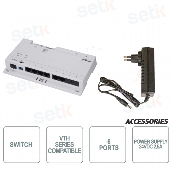 6-port Dahua switch for system power supply 24VDC IP power supply