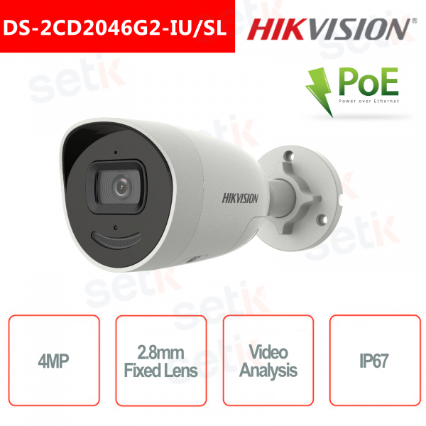 Telecamera Hikvision bullet IP Poe 4mp AcuSense 2.8mm IR40 H.265+ funzioni intelligenti