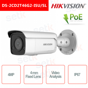Cámara Hikvision bullet IP Poe 4mp AcuSense 4mm IR60 H.265 + funciones inteligentes