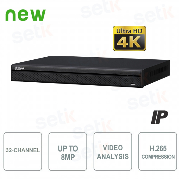 IP NVR 32 Channels H.265 4K 8MP 160Mbps Video Analysis - Dahua