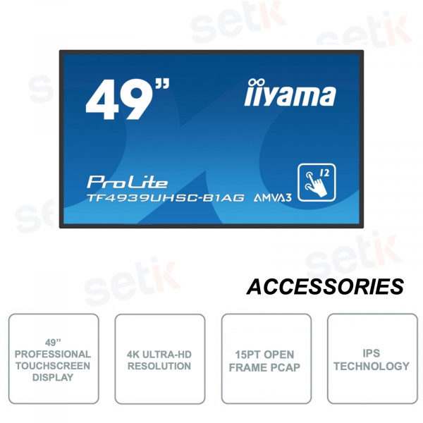 TF4939UHSC-B1AG - 49-inch monitor IIYAMA - 15-point touchscreen - 4K UHD Ultra HD