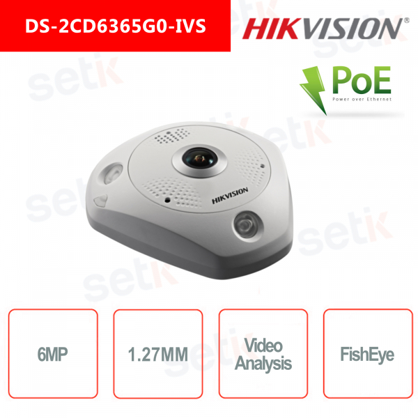 Caméra Hikvision Bullet PoE onvif 6MP optique 1.27 haut-parleur microphone fysheye