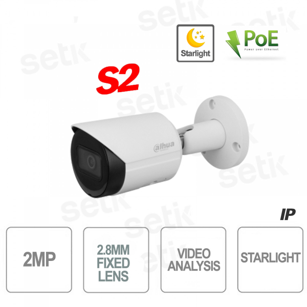 Telecamera Ip da esterno Onvif PoE 2MP Starlight 2.8mm S2 Dahua