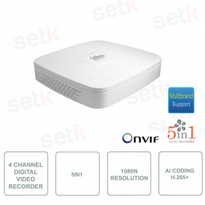 XVR4104C-I - Dahua - 4 Channels - 5in1 - Resolution 1080N / 720p - Digital Video Recorder - H.265 + with AI Coding