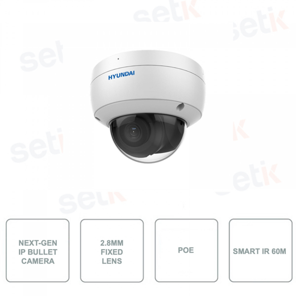 HYU-921 - Cámara domo IP - Smart IR 60m - Para exteriores - 4MP - Lente fija de 2.8 mm