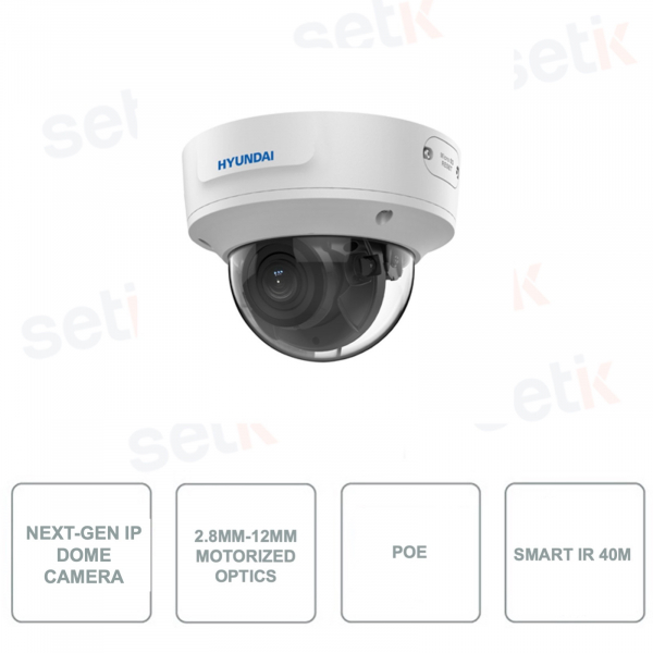HYU-917 - Cámara domo IP PoE ONVIF® - Smart IR 40m - 4MP - Lente varifocal motorizada 2.8-12mm - Análisis de video