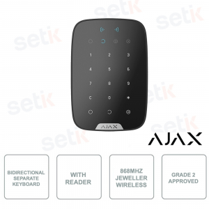 Tastiera touch wireless bidirezionale con lettore integrato contactless per schede e tag- KeyPad Plus - AJAX