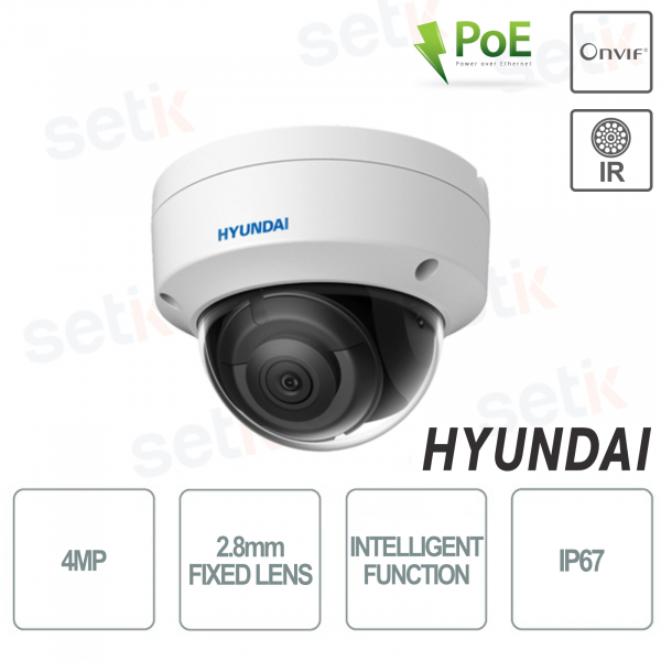 Hyundai 4MP Onvif PoE IP-Dome-Kamera für den Außenbereich Intelligente Funktionen IP67 2,8 mm IR 30