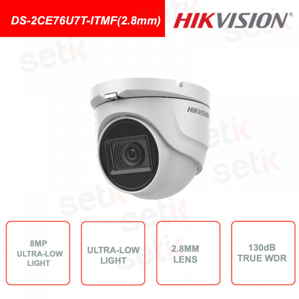 DS-2CE76U7T-ITMF (2.8 mm) - Hikvision - 8MP - Cámara para luz ultrabaja - WDR 130dB - 4 en 1 - IP67