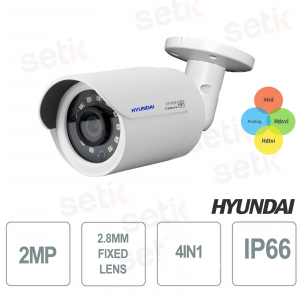 Cámara Bullet Video Vigilancia 4 en 1 2MP 2.8mm Smart IR 20 LED 20-30 metros HYUNDAI