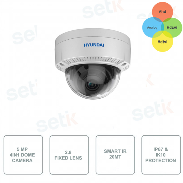 HYUNDAI HYU-486N 5MP 4in1 Dome camera - SmartIR 20M - 2.87mm Fixed lens - for outdoor use
