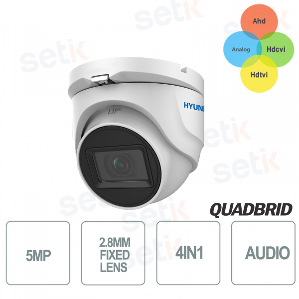 Hyundai 5 MP 4-in-1-Dome-Kamera mit festem Objektiv, D-WDR-Audio, weiße Farbe