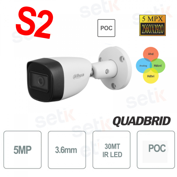 Dahua Außenkamera 5MP 4in1 3,6mm IR 30 MT - PoC - S2-Version