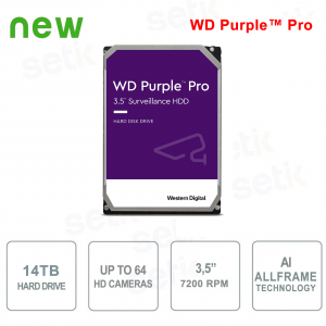 Internal Hard Disk 14 TB Audio Video SATA 3.5 "IA AllFrame ™ WD Purple ™ Pro