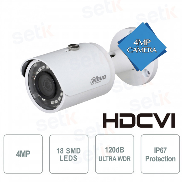 HDCVI 4MP 3.6mm 120dB SMD Leds Bullet Camera - Pro Dahua