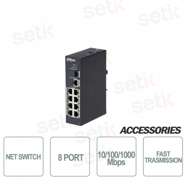 Conmutador industrial 8 puertos Ethernet + 1 SFP + 1 enlace ascendente D