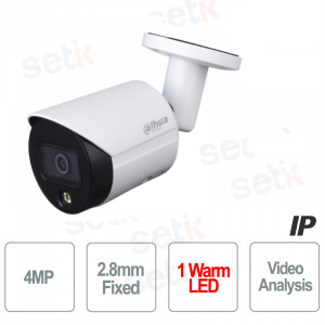 IP Camera ONVIF® PoE Bullet 4MP 2.8mm Full-Color Starlight Warm Led Audio D