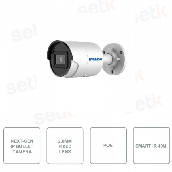 HYU-911 - Cámara Bullet ONVIF® PoE - Smart IR 40m - Lente fija de 2.8 mm - WDR 120dB - IP67