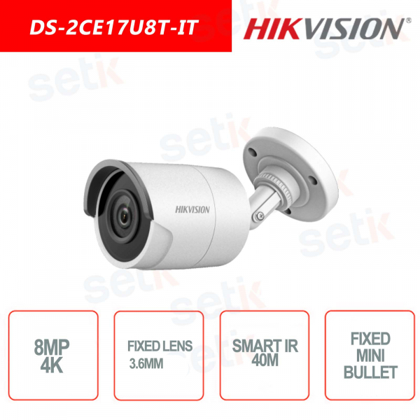 Telecamera Mini Bullet 3.6mm 8MP 4K Turbo HD TVI IR 40M esterna