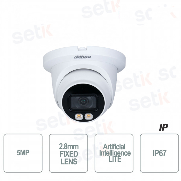 AI Lite IP Camera ONVIF® PoE 5MP 2.8mm Starlight Full Color Dome Dahua Microp