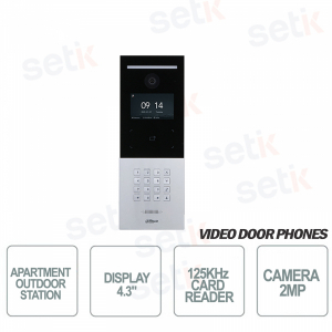 Mehrfamilien-Außenstation mit Kamera, LCD-Display, MIFARE-Kartenleser und Ziffernblock - Vandalensicher - D