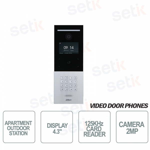 Mehrfamilien-Außenstation mit Kamera, LCD-Display, MIFARE-Kartenleser und Ziffernblock - Vandalensicher - D