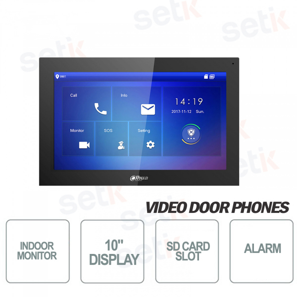 Postazione Interna Display 10 Pollici Touch + Slot MicroSD e Snapshot - Nero - Dahua