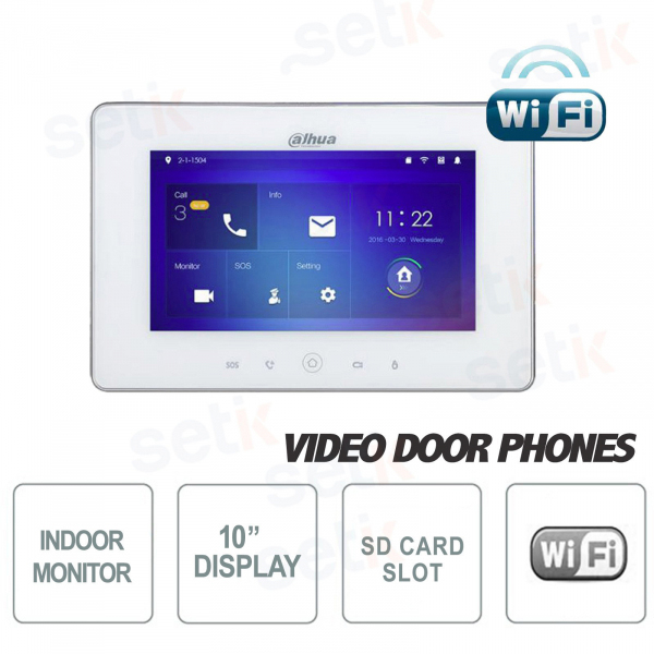 Station intérieure S2 WiFi 10 pouces à écran tactile + MicroSD et fente pour instantané - Blanc - D