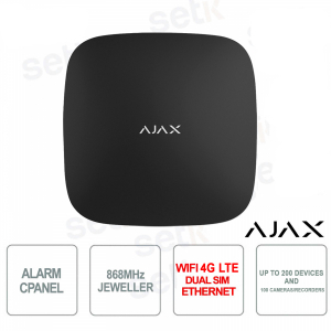 Ajax HUB 2 Plus WiFi 4G Dual SIM LAN 868MHz Black Version Alarm Control Panel