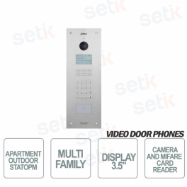 Postazione Esterna Multi-Famigliare con Telecamera, Display LCD, Lettore Card MIFARE e Tastierino Numerico - Antivandalo - Dahua