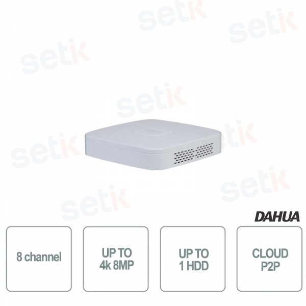 Smart Nvr 1U 8 canales 4K 1HDD 8MP 4 POE - DAHUA
