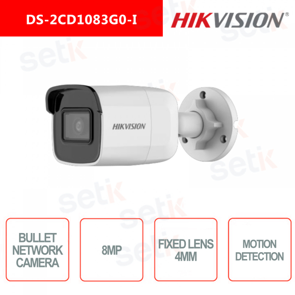 Cámara de red tipo bala con detección de movimiento Hikvision 4 mm IP67 PoE 4K