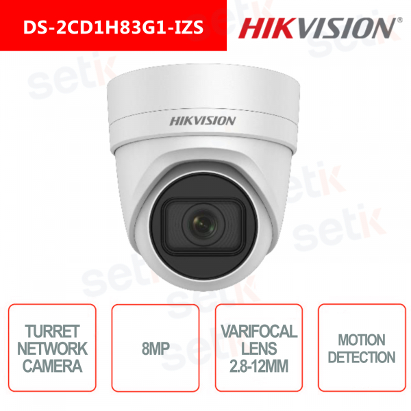 Telecamera Turret Network Hikvision 2.8-12mm IP67 IK10 PoE Onvif 4K Motion Detection Audio Allarme