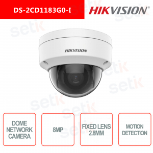 Caméra réseau dôme à détection de mouvement Hikvision 2.8mm IP67 IK10 PoE 4K