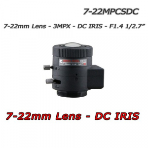 Objectif 7-22mm 3MPX. DC-IRIS -  F1.4. 1/2.7" CS.  HFOV 43° ~ 14°