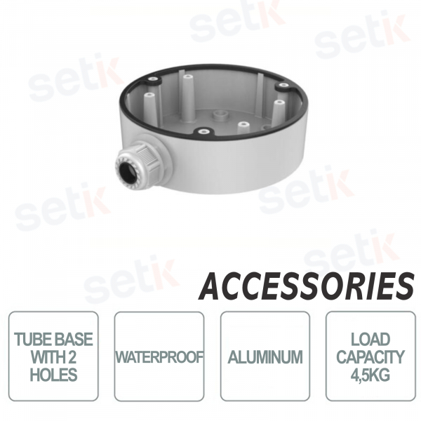 Base de doble orificio para cámaras domo Hyundai - Aluminio - Orificios inferiores y laterales - Resistente al agua - Máx.4,5Kg