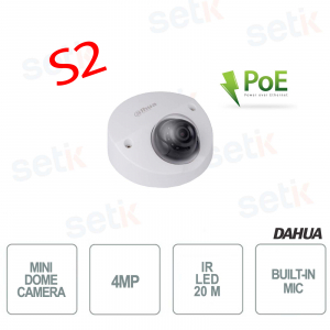 Mini Caméra Dôme 4MP-Onvif PoE-Détection de Visage-IR 20M - Version S2 - Dahua