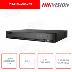 iDS-7208HQHI-M1/S - Hikvision - Turbo Acusense DVR - 5in1 - 2 canale IP - 8 canali input analogici - Include HDD da 1TB