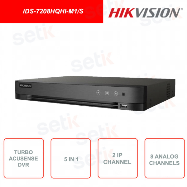 iDS-7208HQHI-M1 / S - Hikvision - Turbo Acusense DVR - 5in1 - 2 IP input channel up to 6MP - 8 analog input channels