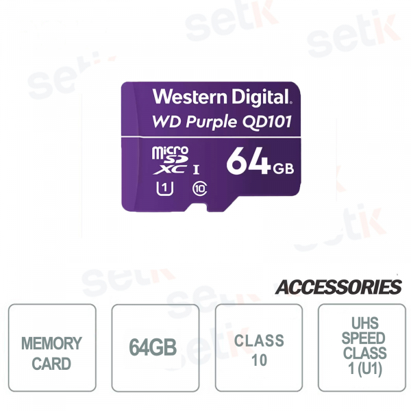 MicroSDHC Western Digital 64GB Klasse 10 UHS SC QD101 Ultra Endurance