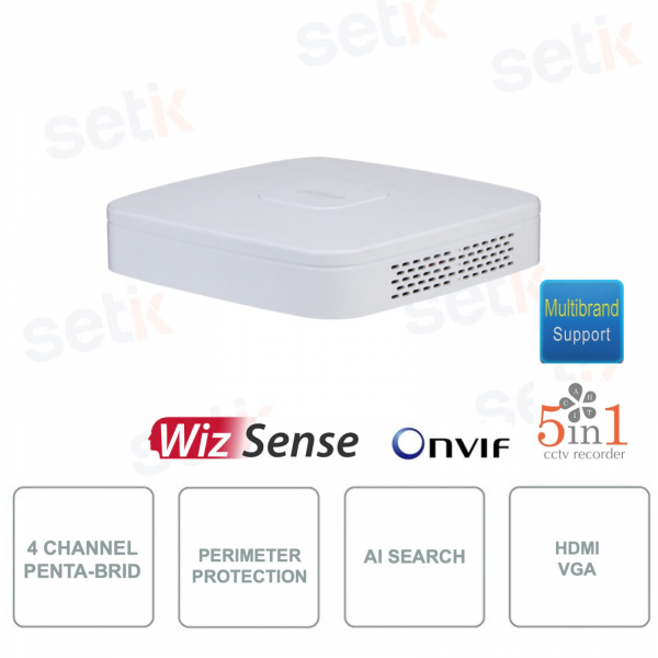 XVR5104C-I3 - Dahua - Grabador de video digital XVR - 4 canales Penta-brid 5M-N / 1080p - 4 canales IP 6MP - 5 en 1 - WizSense